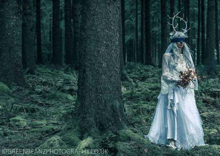 Lady White WeddingDress Dartmoor Forest Fantasy Promtional Magical Christmas Grotto Photographic Campaign